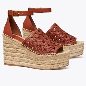 ‼️RARE‼️🎸Tory Burch🎸🔥Ret.$348🔥Basketweave Espadrille Wedge Platform Sandal—7.5